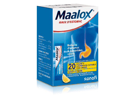 Dose buvable de malox (douleurs d'estomac ou des remontées acides)