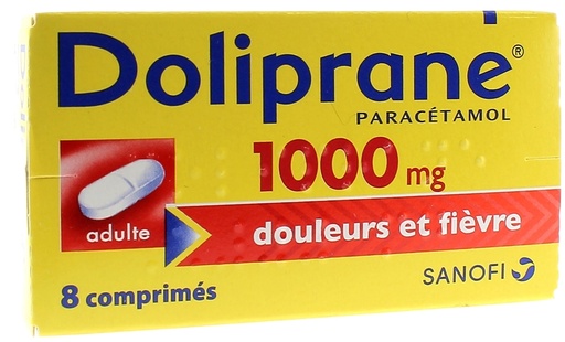Boite de 8 comprimes de Doliprane 1000mg